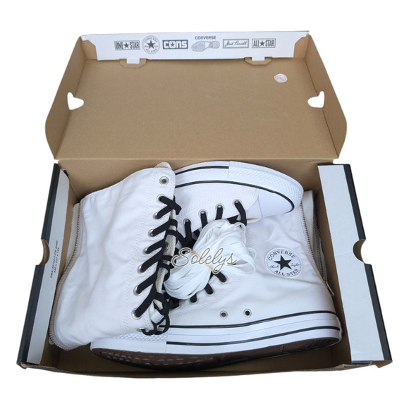 Converse CTAS XXHI Womens 10.5 White Black Canvas Knee High Sneaker Boot NEW - Picture 9 of 12